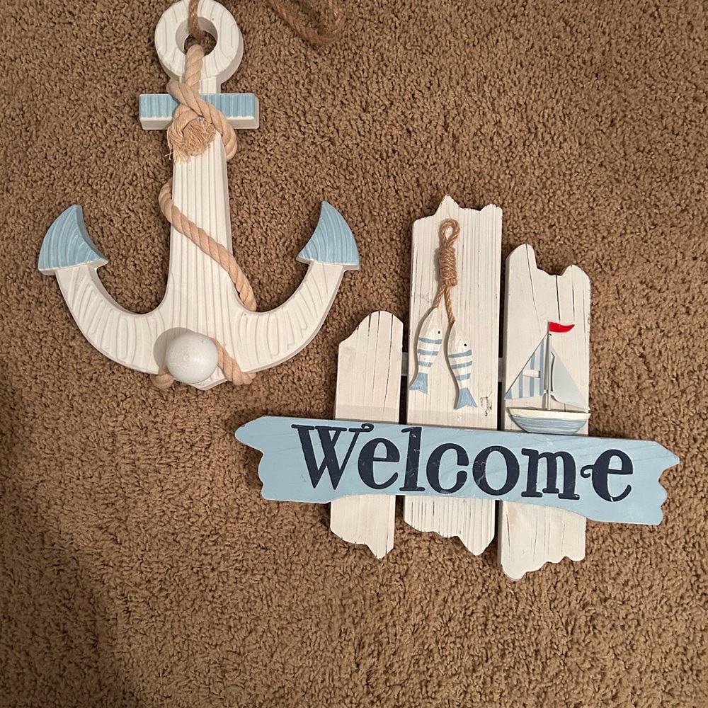 Nautical Welcome Wall Decor Set - White and Blue